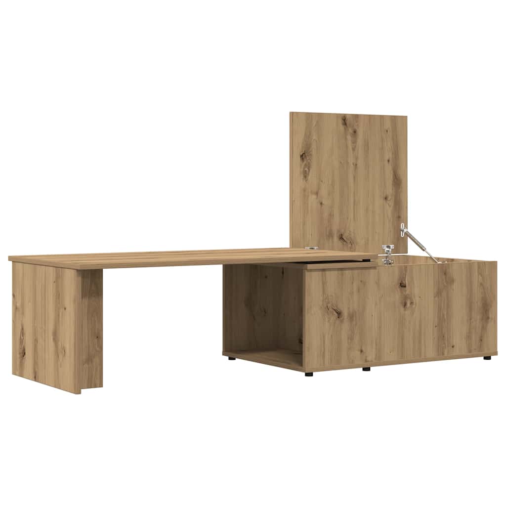 Salontafel 150x50x35 cm bewerkt hout artisanaal eikenkleur is nu te koop bij PeponiXL, paradijselijk wonen!