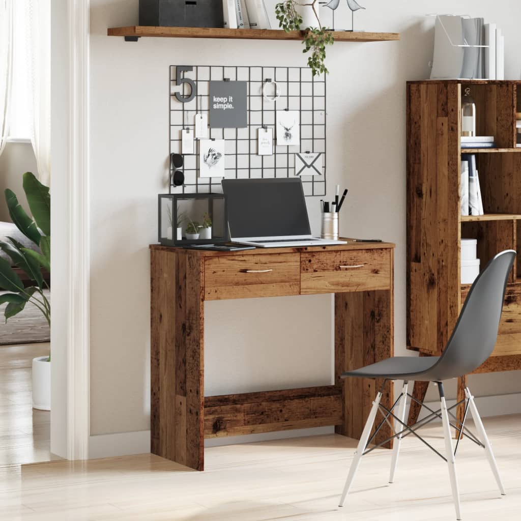 Bureau 80x40x75 cm bewerkt hout oud houtkleurig is nu te koop bij PeponiXL, paradijselijk wonen!