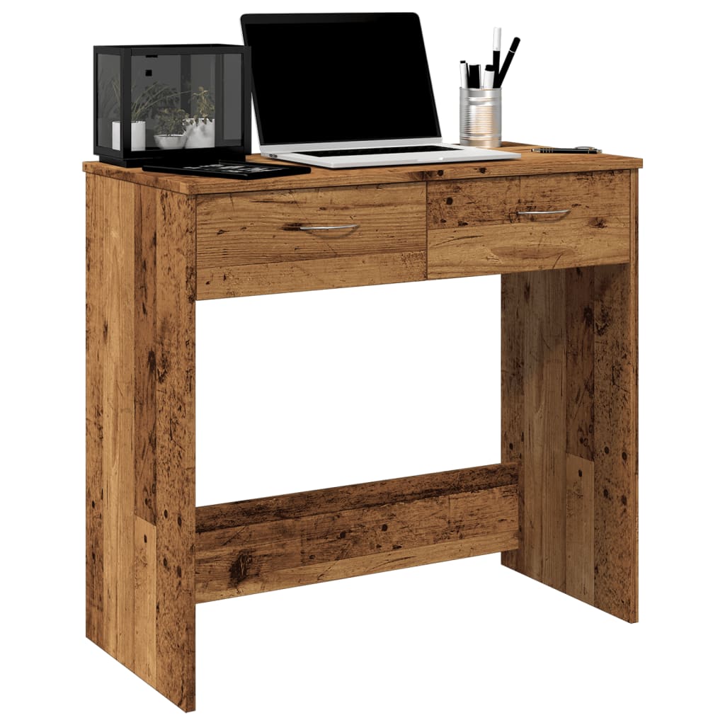 Bureau 80x40x75 cm bewerkt hout oud houtkleurig is nu te koop bij PeponiXL, paradijselijk wonen!