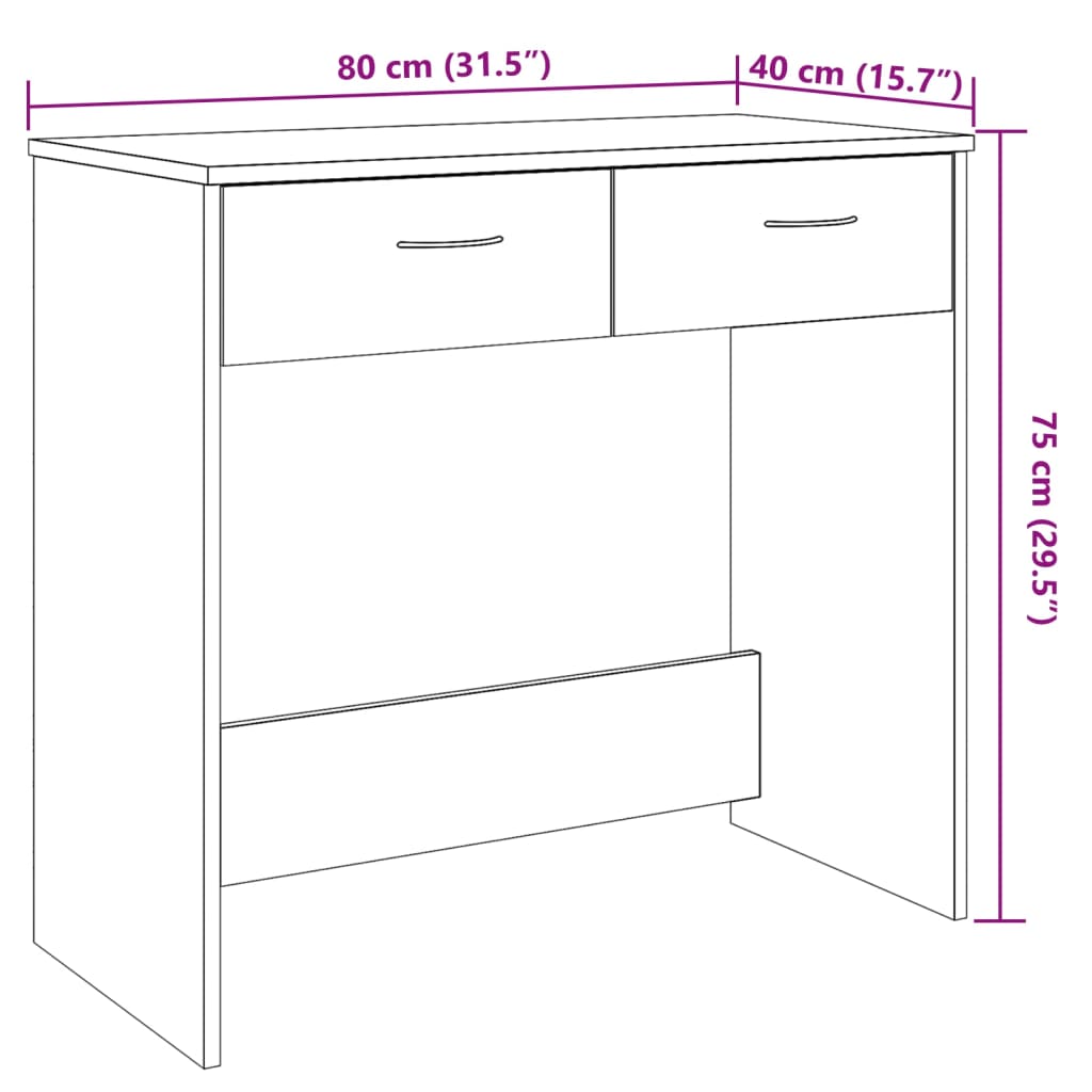 Bureau 80x40x75 cm bewerkt hout oud houtkleurig is nu te koop bij PeponiXL, paradijselijk wonen!