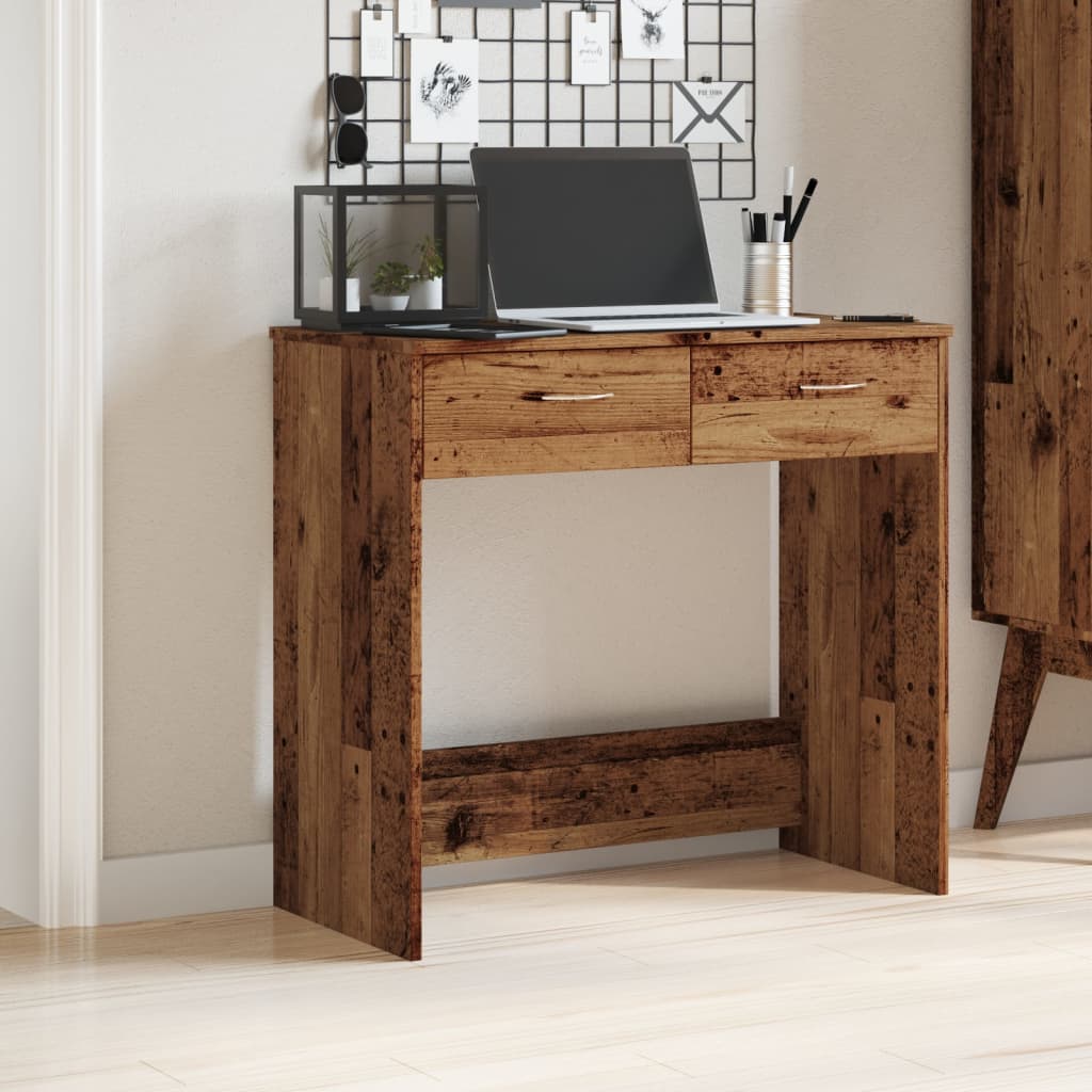 Bureau 80x40x75 cm bewerkt hout oud houtkleurig is nu te koop bij PeponiXL, paradijselijk wonen!