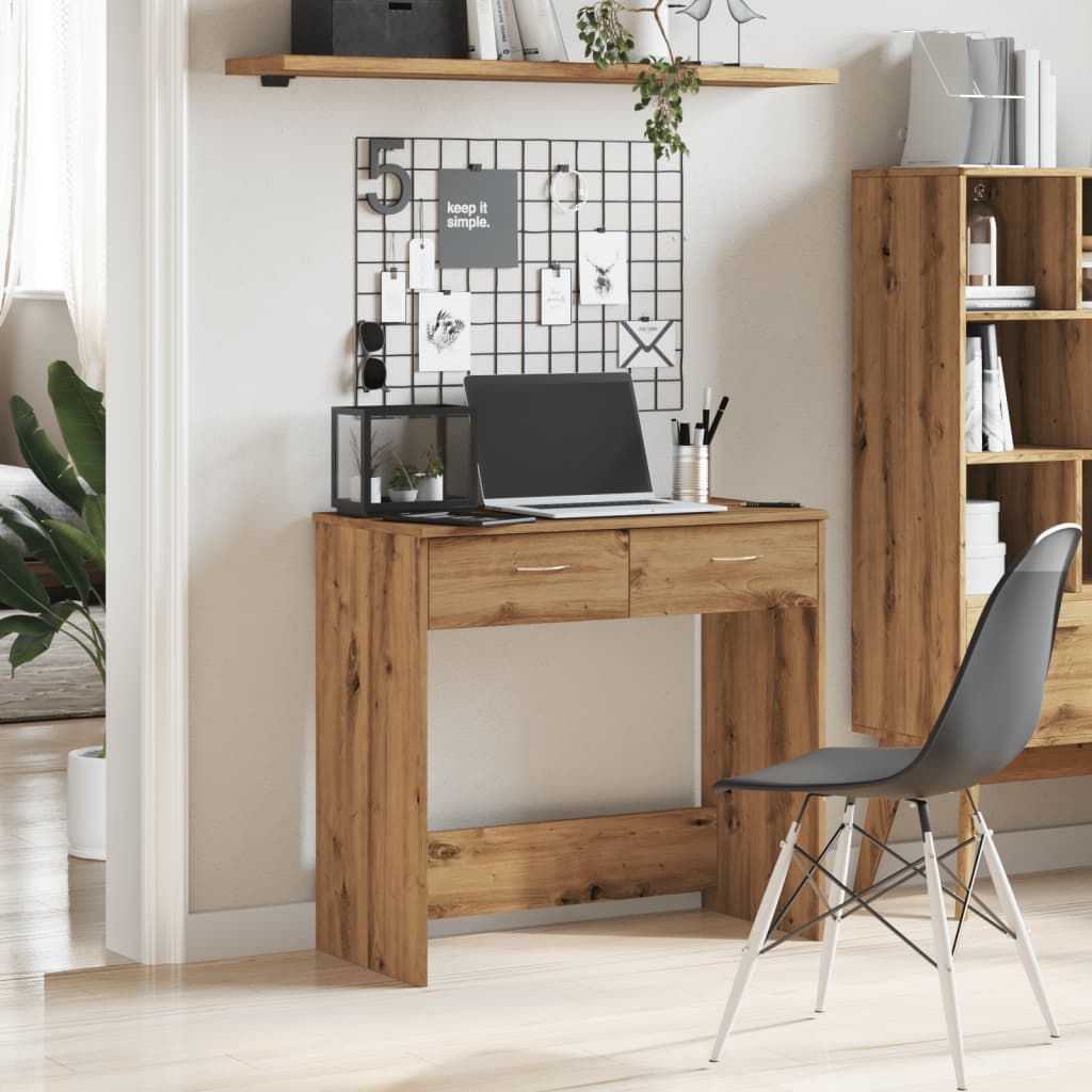 Bureau 80x40x75 cm bewerkt hout artisanaal eikenkleurig is nu te koop bij PeponiXL, paradijselijk wonen!