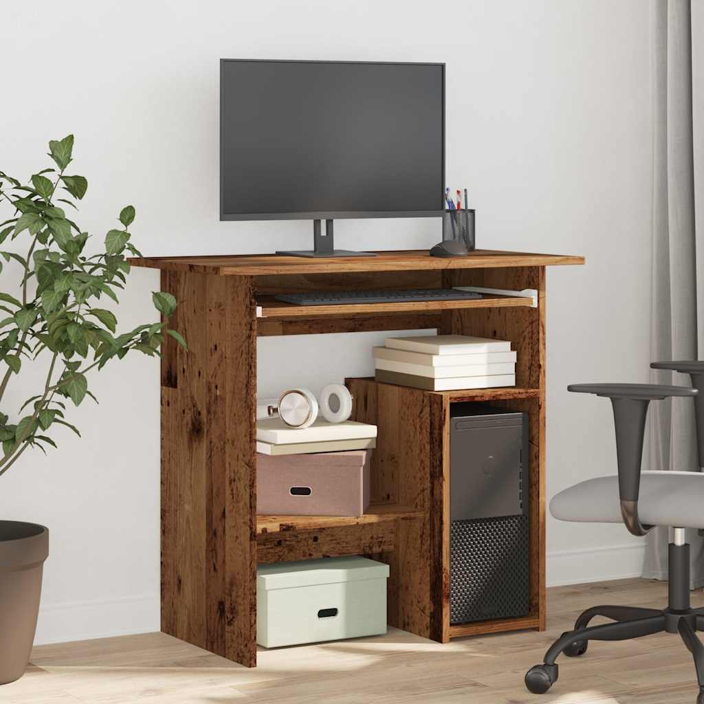 Bureau 80x45x74 cm bewerkt hout oud houtkleurig is nu te koop bij PeponiXL, paradijselijk wonen!