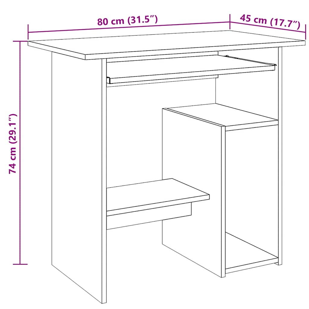 Bureau 80x45x74 cm bewerkt hout oud houtkleurig is nu te koop bij PeponiXL, paradijselijk wonen!