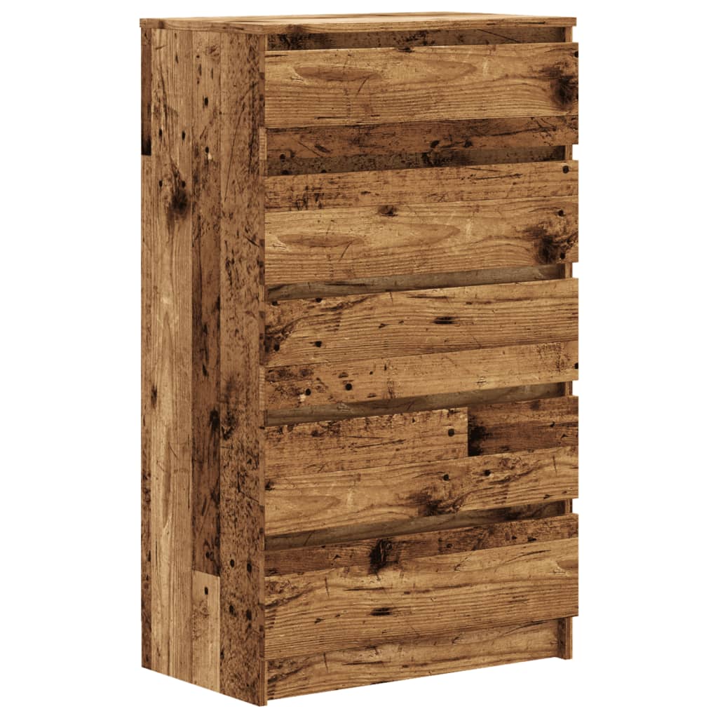 Ladekast 60x36x103 cm bewerkt hout oud houtkleurig is nu te koop bij PeponiXL, paradijselijk wonen!
