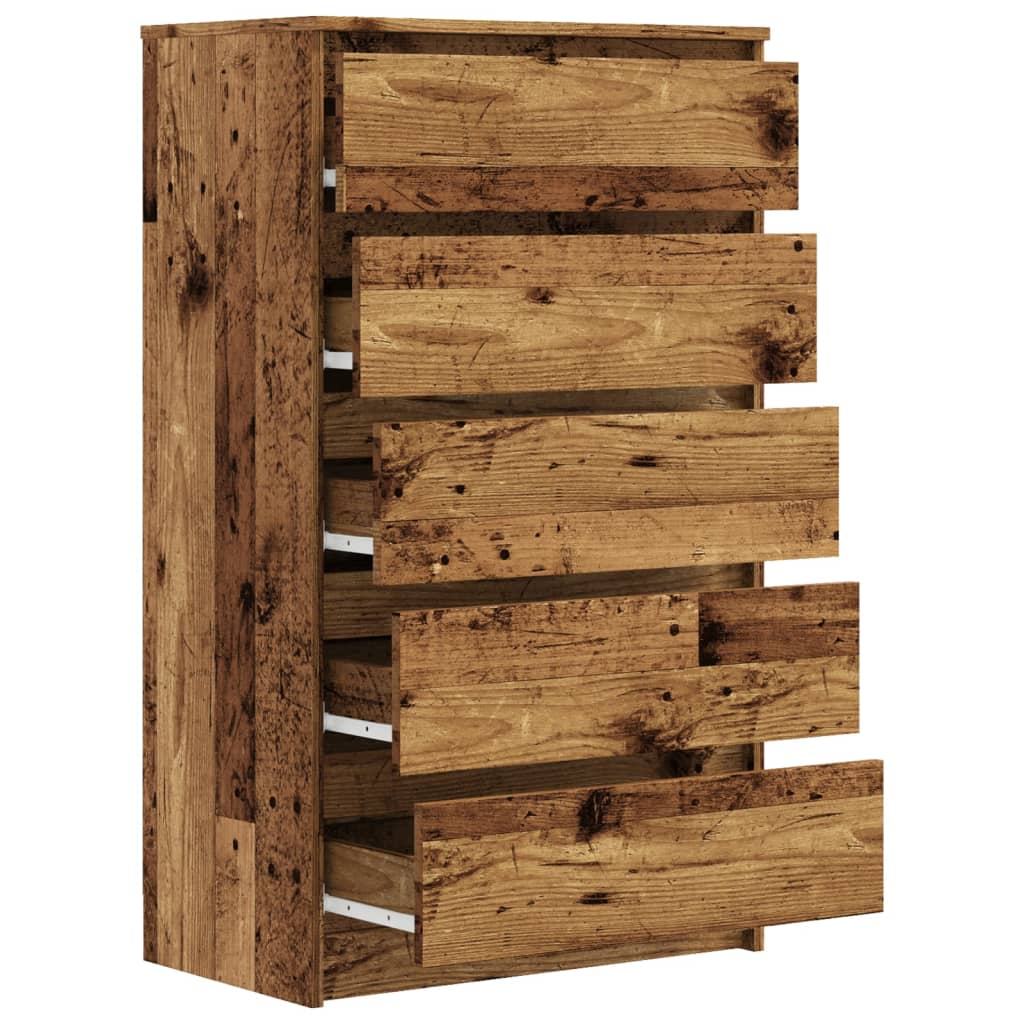 Ladekast 60x36x103 cm bewerkt hout oud houtkleurig is nu te koop bij PeponiXL, paradijselijk wonen!