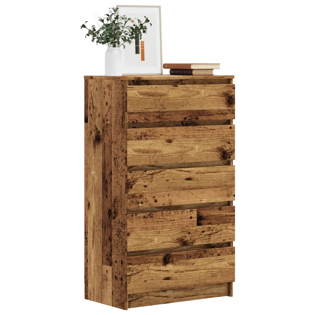 Ladekast 60x36x103 cm bewerkt hout oud houtkleurig is nu te koop bij PeponiXL, paradijselijk wonen!