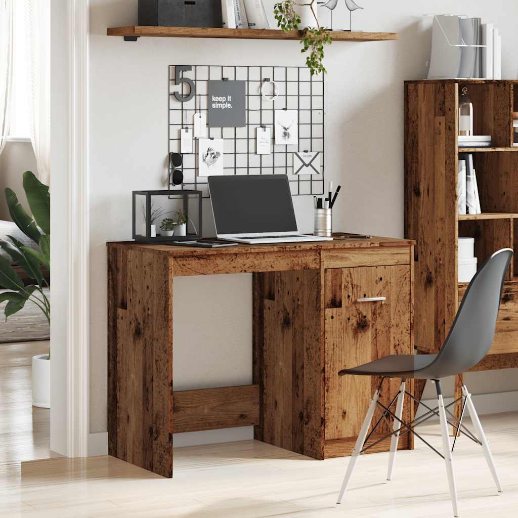 Bureau 100x50x76 cm bewerkt hout oud houtkleurig is nu te koop bij PeponiXL, paradijselijk wonen!