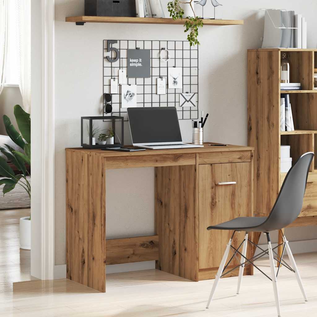 Bureau 100x50x76 cm bewerkt hout artisanaal eikenkleur is nu te koop bij PeponiXL, paradijselijk wonen!
