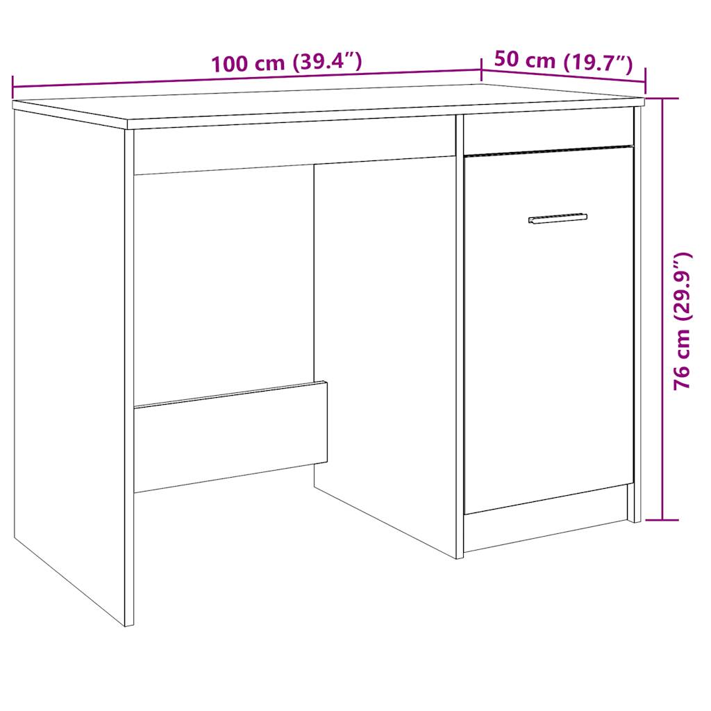 Bureau 100x50x76 cm bewerkt hout artisanaal eikenkleur is nu te koop bij PeponiXL, paradijselijk wonen!
