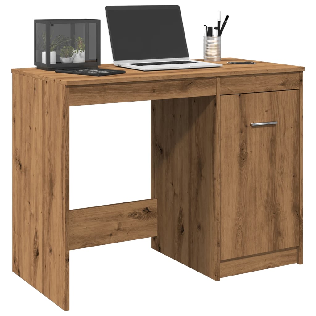Bureau 100x50x76 cm bewerkt hout artisanaal eikenkleur is nu te koop bij PeponiXL, paradijselijk wonen!