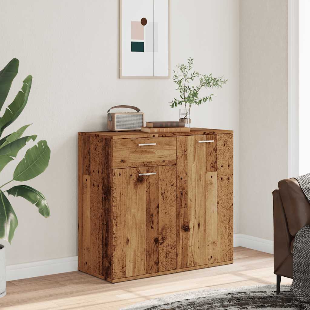 Dressoir 80x36x75 cm bewerkt hout oud houtkleurig is nu te koop bij PeponiXL, paradijselijk wonen!
