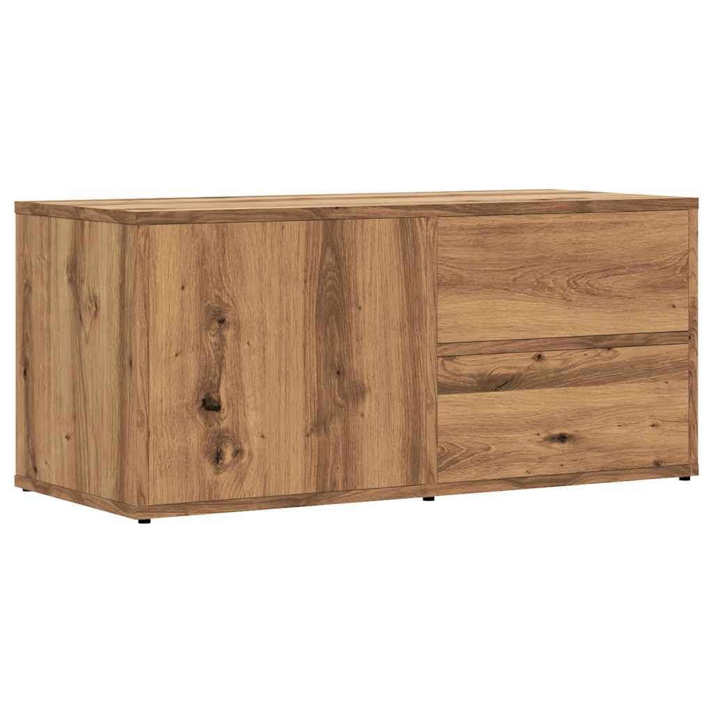 Tv-meubel 80x34x35,5 cm bewerkt hout artisanaal eikenkleur is nu te koop bij PeponiXL, paradijselijk wonen!