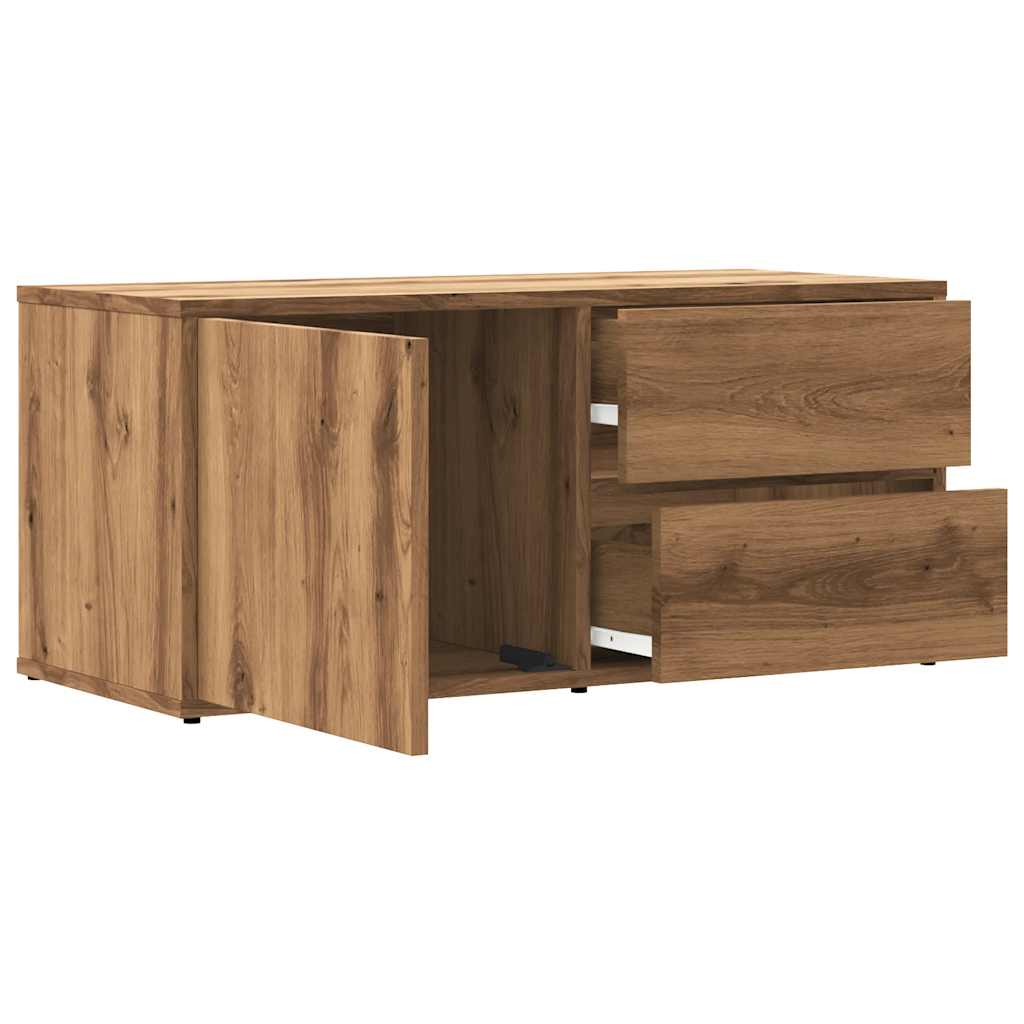 Tv-meubel 80x34x35,5 cm bewerkt hout artisanaal eikenkleur is nu te koop bij PeponiXL, paradijselijk wonen!