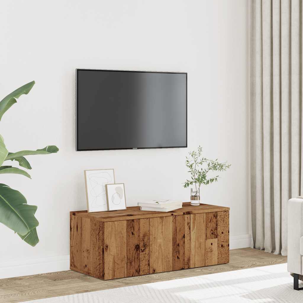 Tv-meubel 80x34x30 cm bewerkt hout oud houtkleurig is nu te koop bij PeponiXL, paradijselijk wonen!