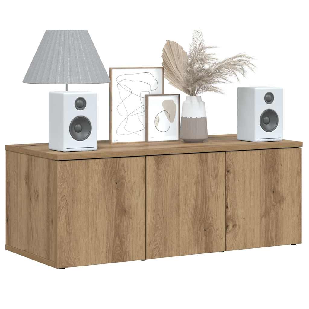 Tv-meubel 80x34x30 cm bewerkt hout artisanaal eikenkleur is nu te koop bij PeponiXL, paradijselijk wonen!