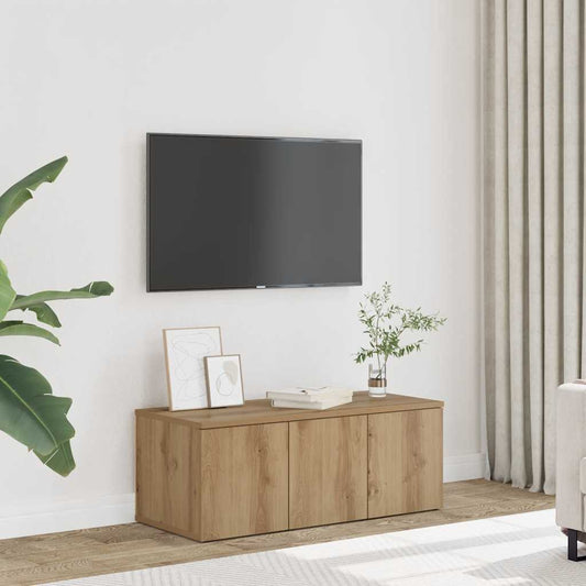 Tv-meubel 80x34x30 cm bewerkt hout artisanaal eikenkleur is nu te koop bij PeponiXL, paradijselijk wonen!