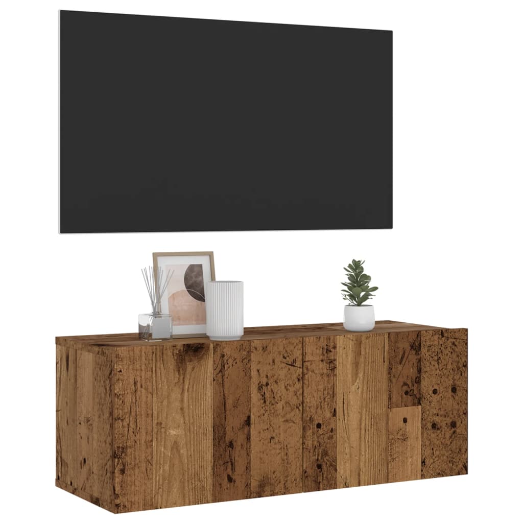 Tv-wandmeubel 80x30x30 cm bewerkt hout oud houtkleurig is nu te koop bij PeponiXL, paradijselijk wonen!