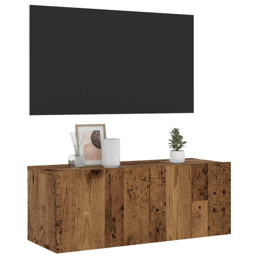 Tv-wandmeubel 80x30x30 cm bewerkt hout oud houtkleurig is nu te koop bij PeponiXL, paradijselijk wonen!