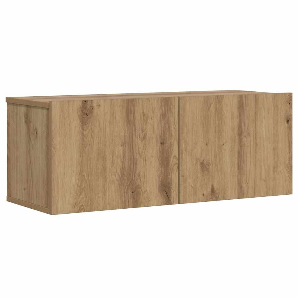 Tv-wandmeubel 80x30x30 cm bewerkt hout artisanaal eikenkleurig is nu te koop bij PeponiXL, paradijselijk wonen!