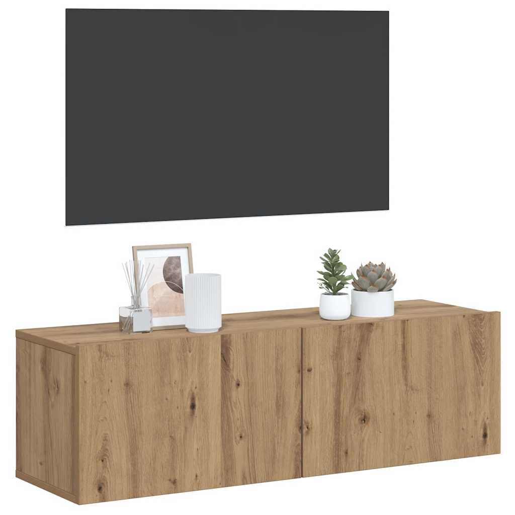 Tv-wandmeubel 80x30x30 cm bewerkt hout artisanaal eikenkleurig is nu te koop bij PeponiXL, paradijselijk wonen!