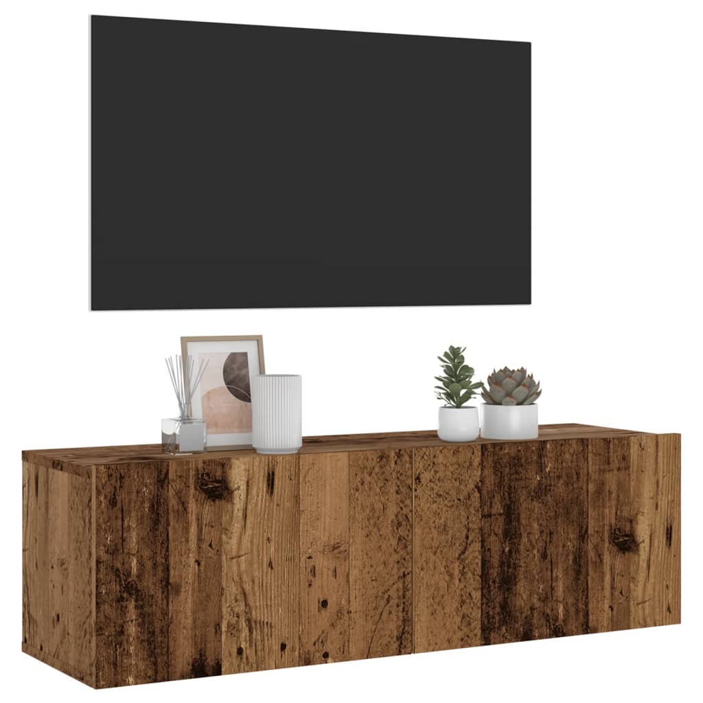 Tv-wandmeubel 100x30x30 cm bewerkt hout oud houtkleurig is nu te koop bij PeponiXL, paradijselijk wonen!