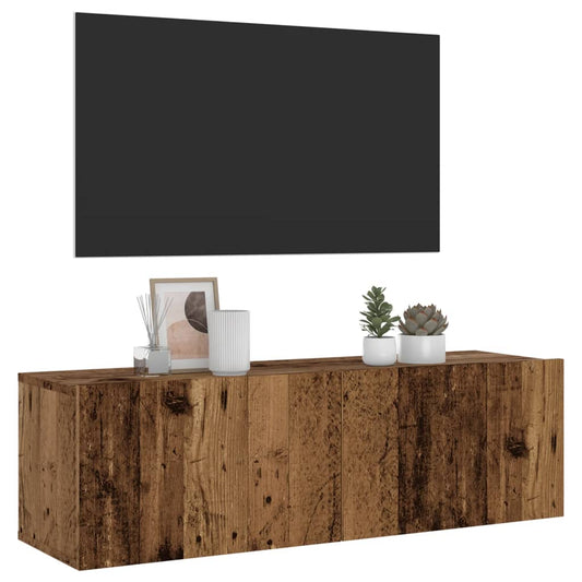 Tv-wandmeubel 100x30x30 cm bewerkt hout oud houtkleurig is nu te koop bij PeponiXL, paradijselijk wonen!