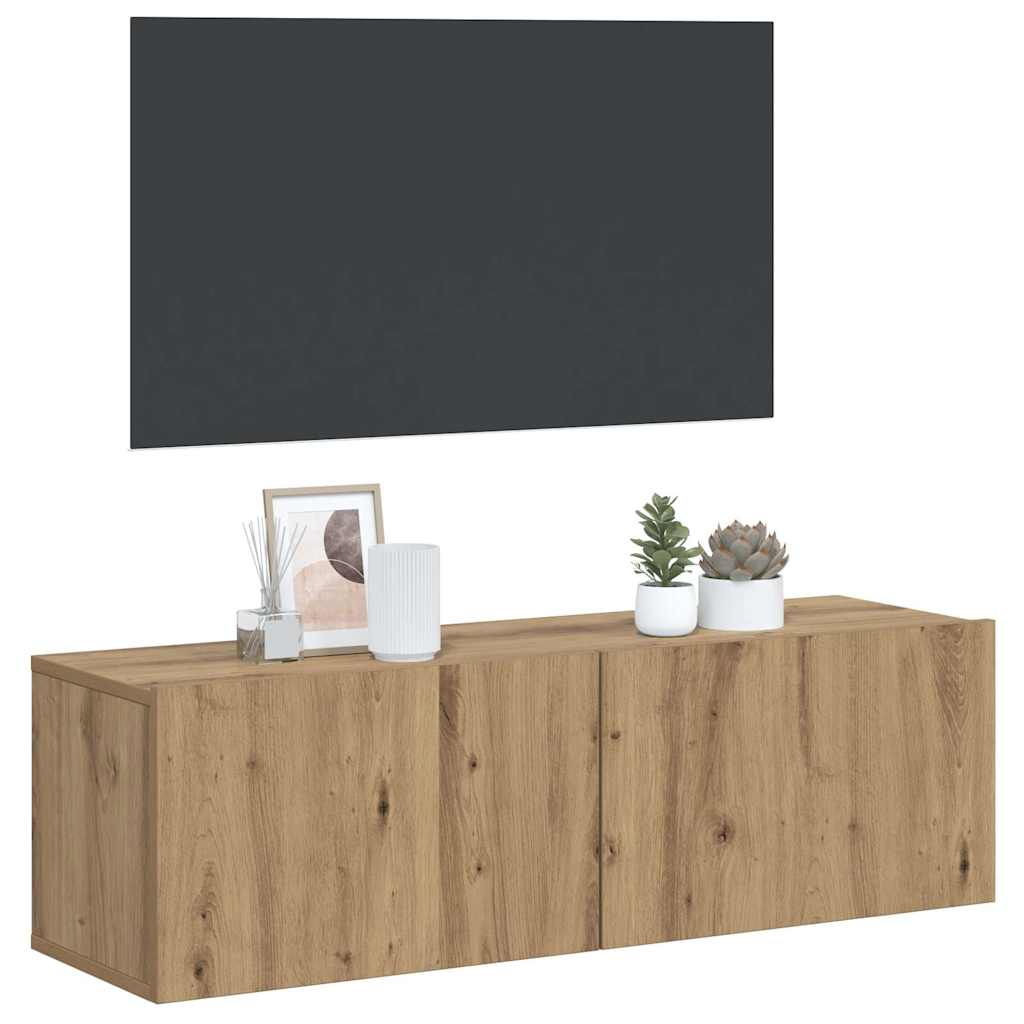 Tv-wandmeubel 100x30x30 cm bewerkt hout artisanaal eikenkleurig is nu te koop bij PeponiXL, paradijselijk wonen!