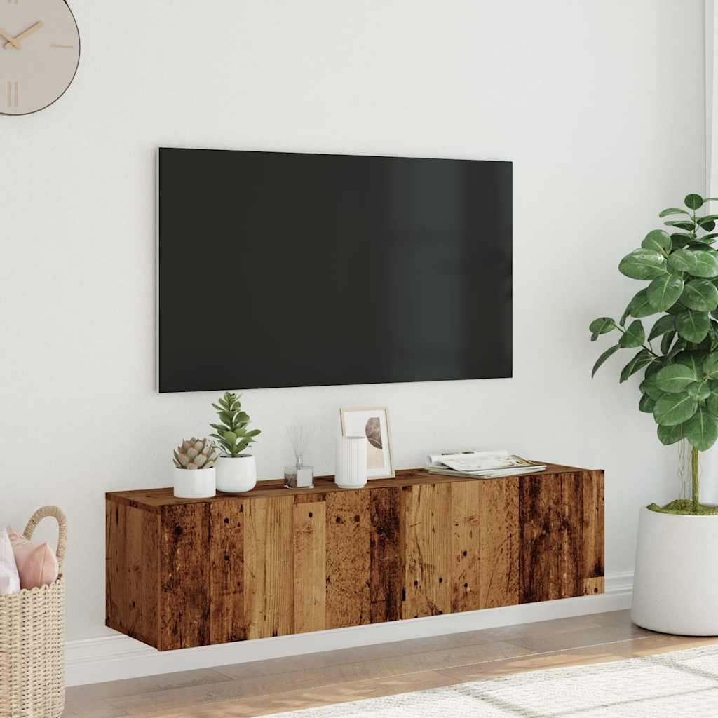 Tv-wandmeubel 120x30x30 cm bewerkt hout oud houtkleurig is nu te koop bij PeponiXL, paradijselijk wonen!