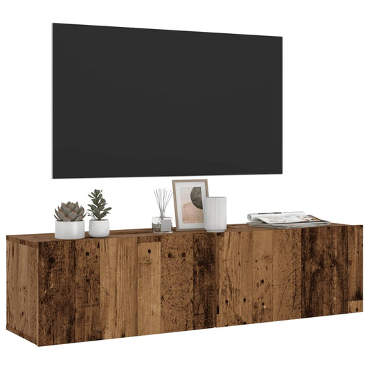 Tv-wandmeubel 120x30x30 cm bewerkt hout oud houtkleurig is nu te koop bij PeponiXL, paradijselijk wonen!