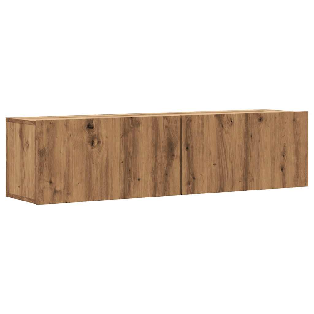 Tv-wandmeubel 120x30x30 cm bewerkt hout artisanaal eikenkleurig is nu te koop bij PeponiXL, paradijselijk wonen!