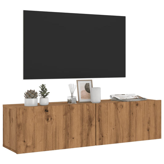 Tv-wandmeubel 120x30x30 cm bewerkt hout artisanaal eikenkleurig is nu te koop bij PeponiXL, paradijselijk wonen!