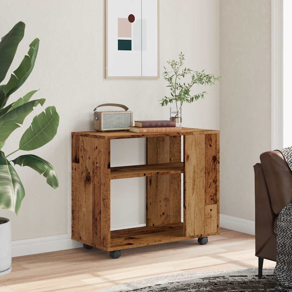 Bijzettafel 70x35x55 cm bewerkt hout oud houtkleurig is nu te koop bij PeponiXL, paradijselijk wonen!