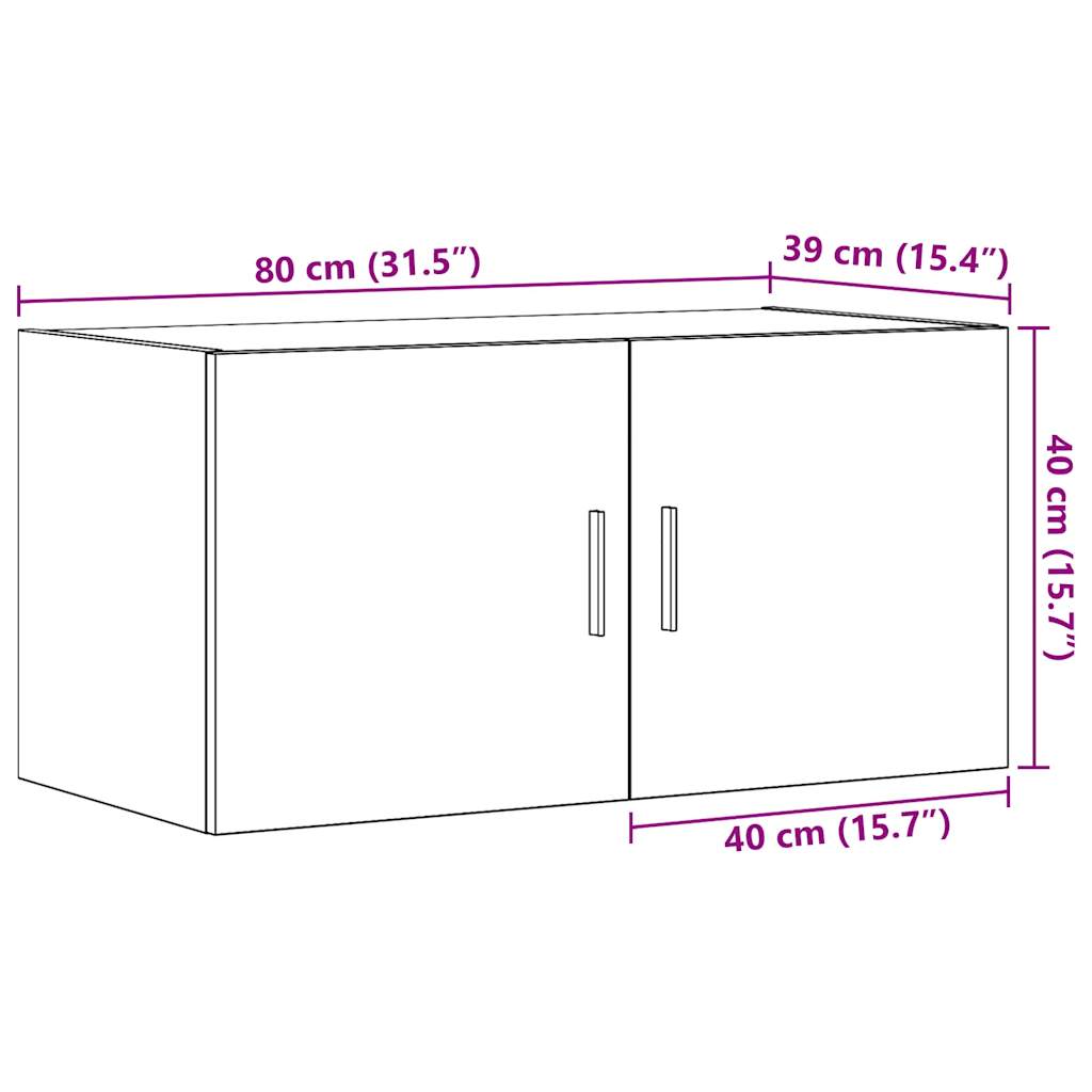Wandkast 80x39x40 cm bewerkt hout oud houtkleurig is nu te koop bij PeponiXL, paradijselijk wonen!