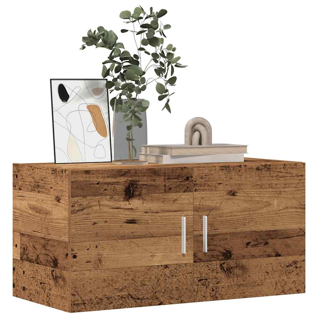 Wandkast 80x39x40 cm bewerkt hout oud houtkleurig is nu te koop bij PeponiXL, paradijselijk wonen!