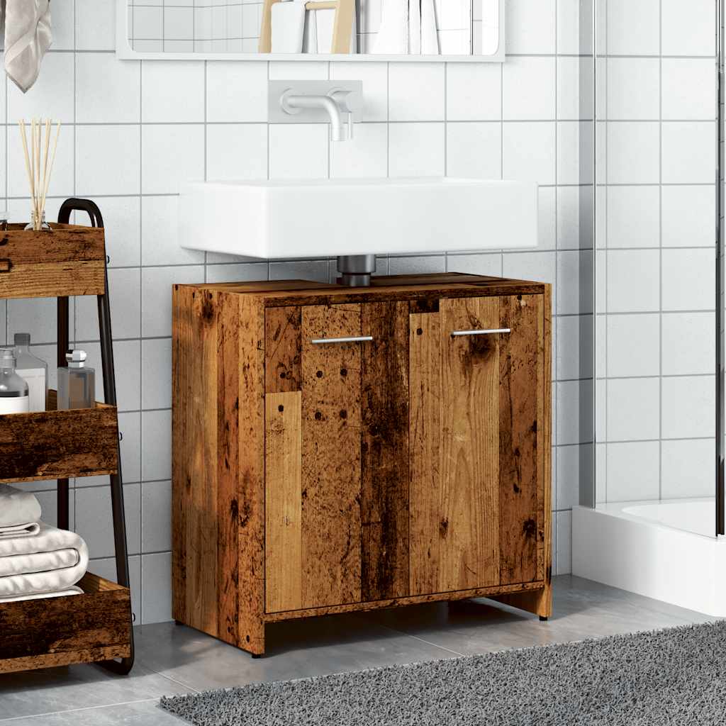 Wastafelkast 60x33x60 cm bewerkt hout oud houtkleurig is nu te koop bij PeponiXL, paradijselijk wonen!