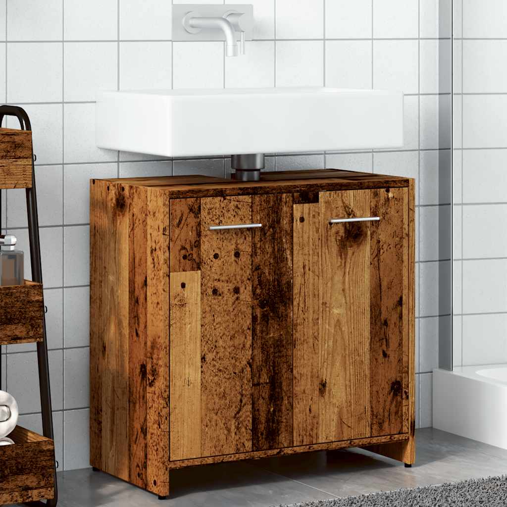 Wastafelkast 60x33x60 cm bewerkt hout oud houtkleurig is nu te koop bij PeponiXL, paradijselijk wonen!