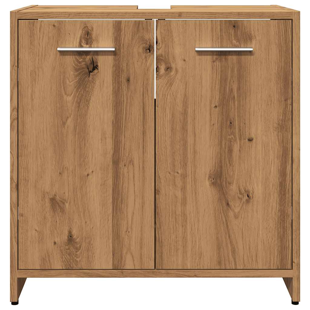 Wastafelkast 60x33x60 cm bewerkt hout artisanaal eikenkleurig is nu te koop bij PeponiXL, paradijselijk wonen!