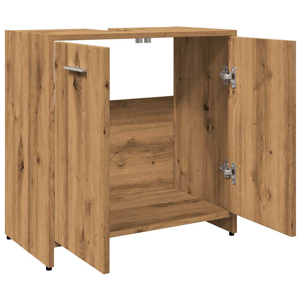 Wastafelkast 60x33x60 cm bewerkt hout artisanaal eikenkleurig is nu te koop bij PeponiXL, paradijselijk wonen!