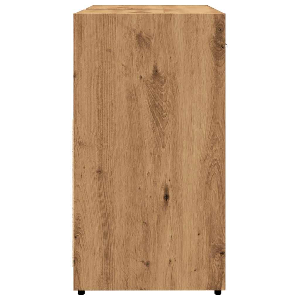 Wastafelkast 60x33x60 cm bewerkt hout artisanaal eikenkleurig is nu te koop bij PeponiXL, paradijselijk wonen!