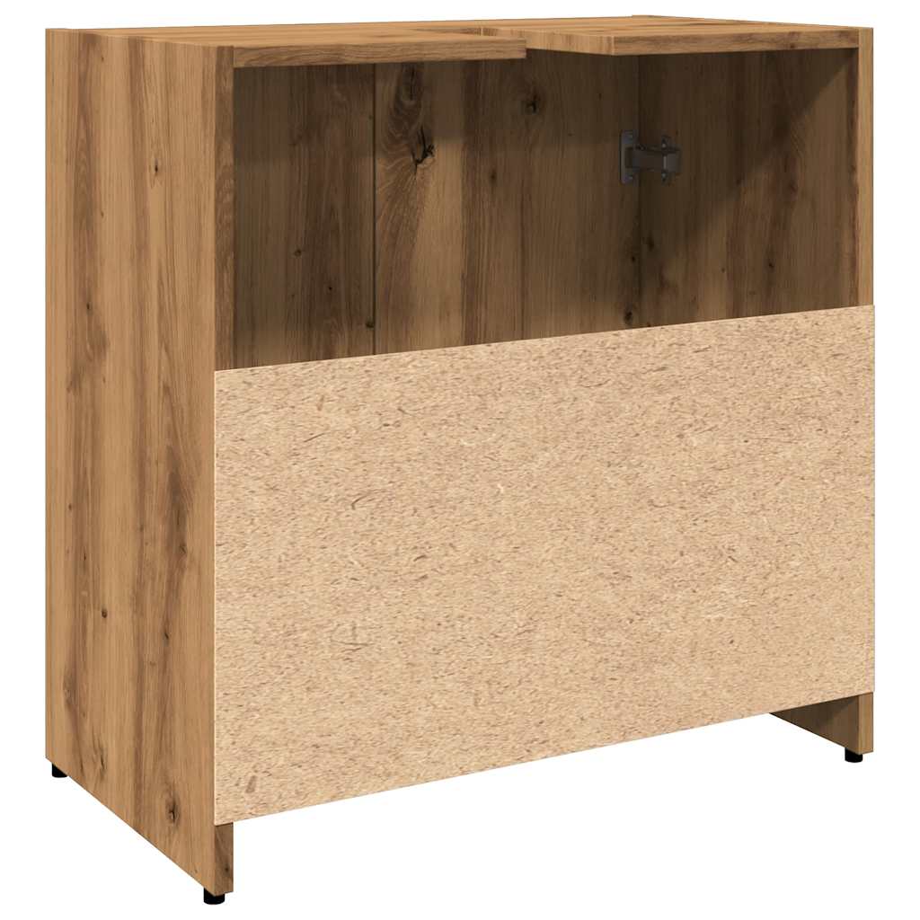Wastafelkast 60x33x60 cm bewerkt hout artisanaal eikenkleurig is nu te koop bij PeponiXL, paradijselijk wonen!