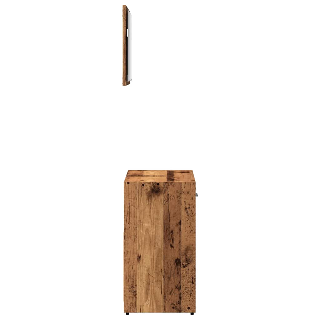 Badkamerkast met spiegel bewerkt hout oud houtkleurig is nu te koop bij PeponiXL, paradijselijk wonen!