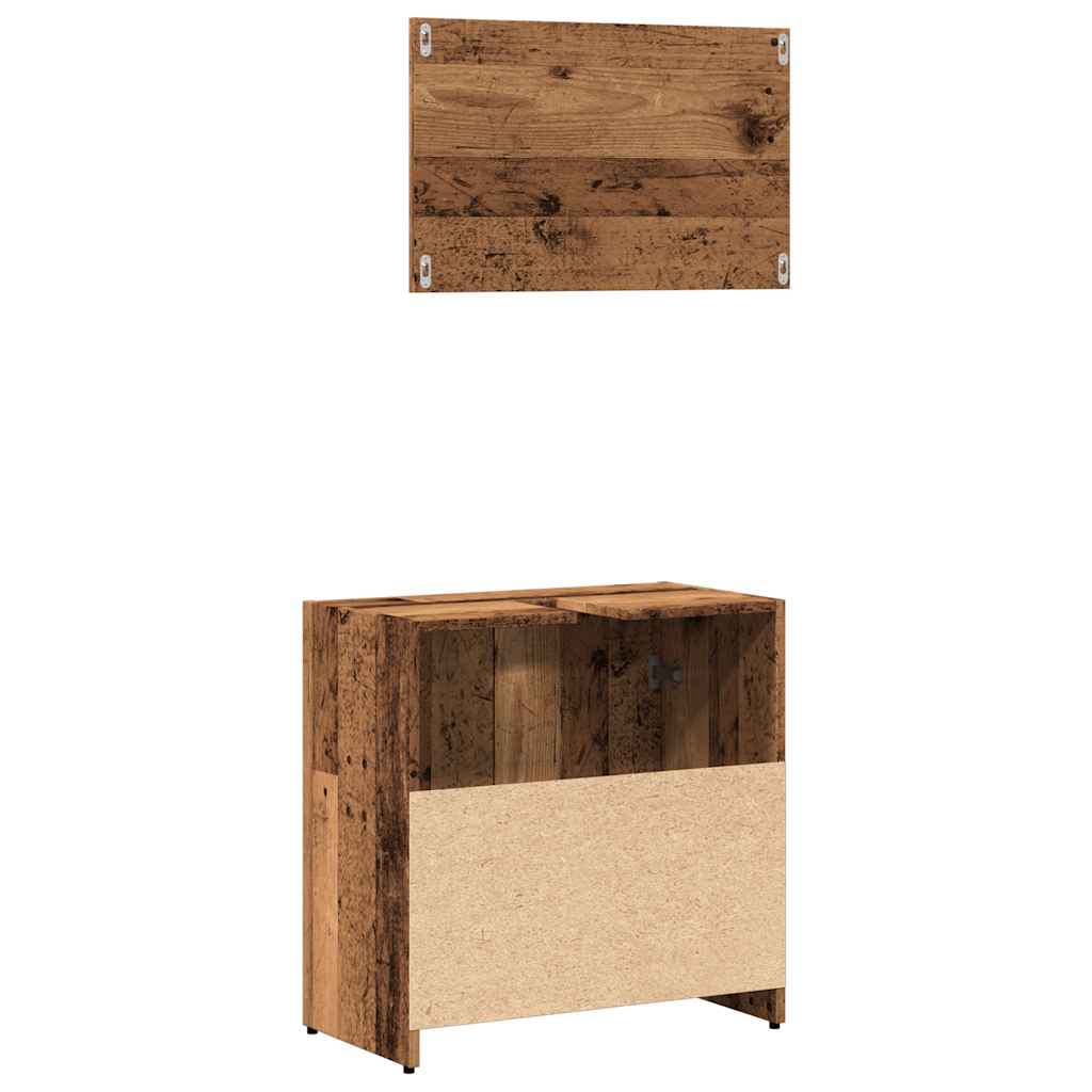 Badkamerkast met spiegel bewerkt hout oud houtkleurig is nu te koop bij PeponiXL, paradijselijk wonen!