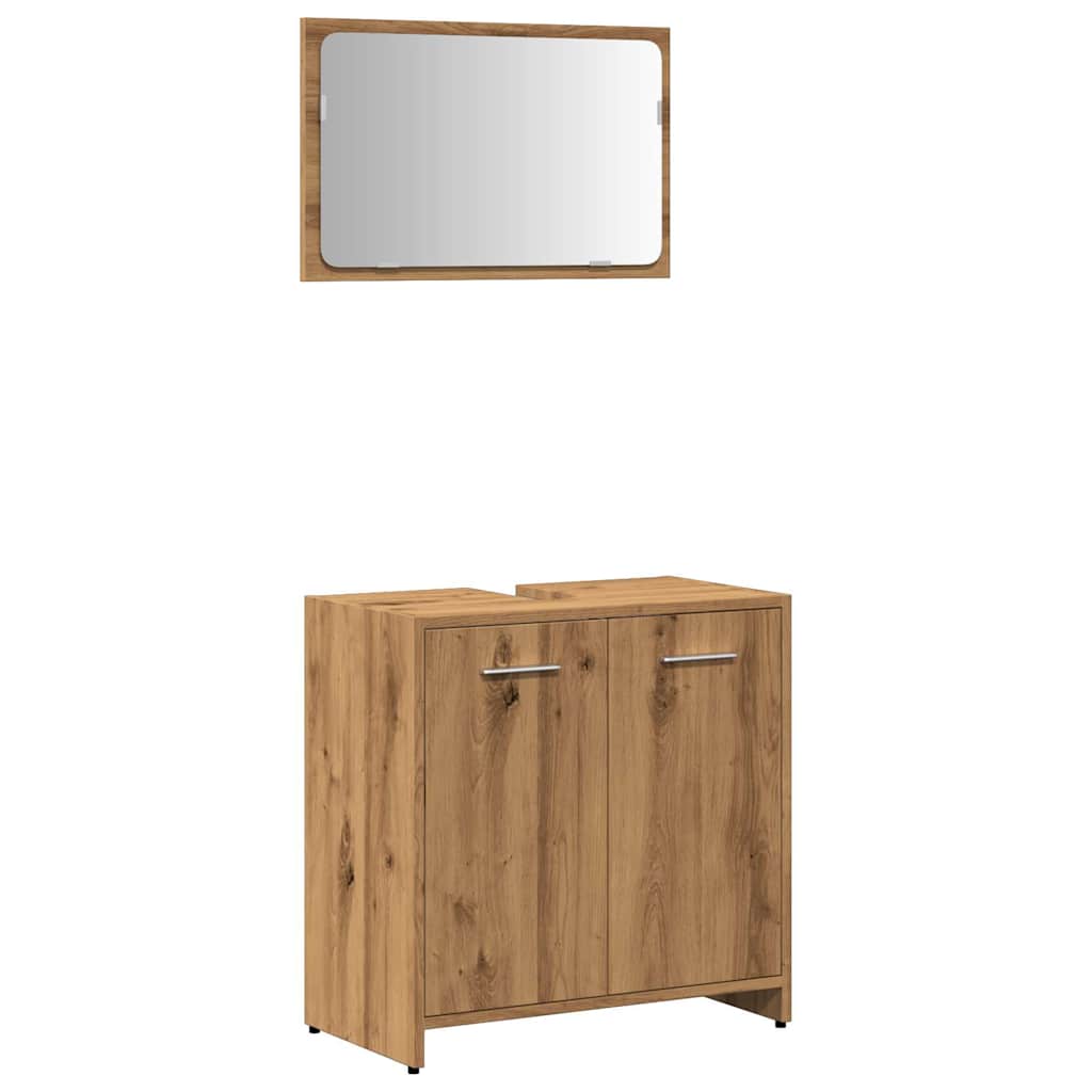 Badkamerkast met spiegel bewerkt hout artisanaal eikenkleurig is nu te koop bij PeponiXL, paradijselijk wonen!