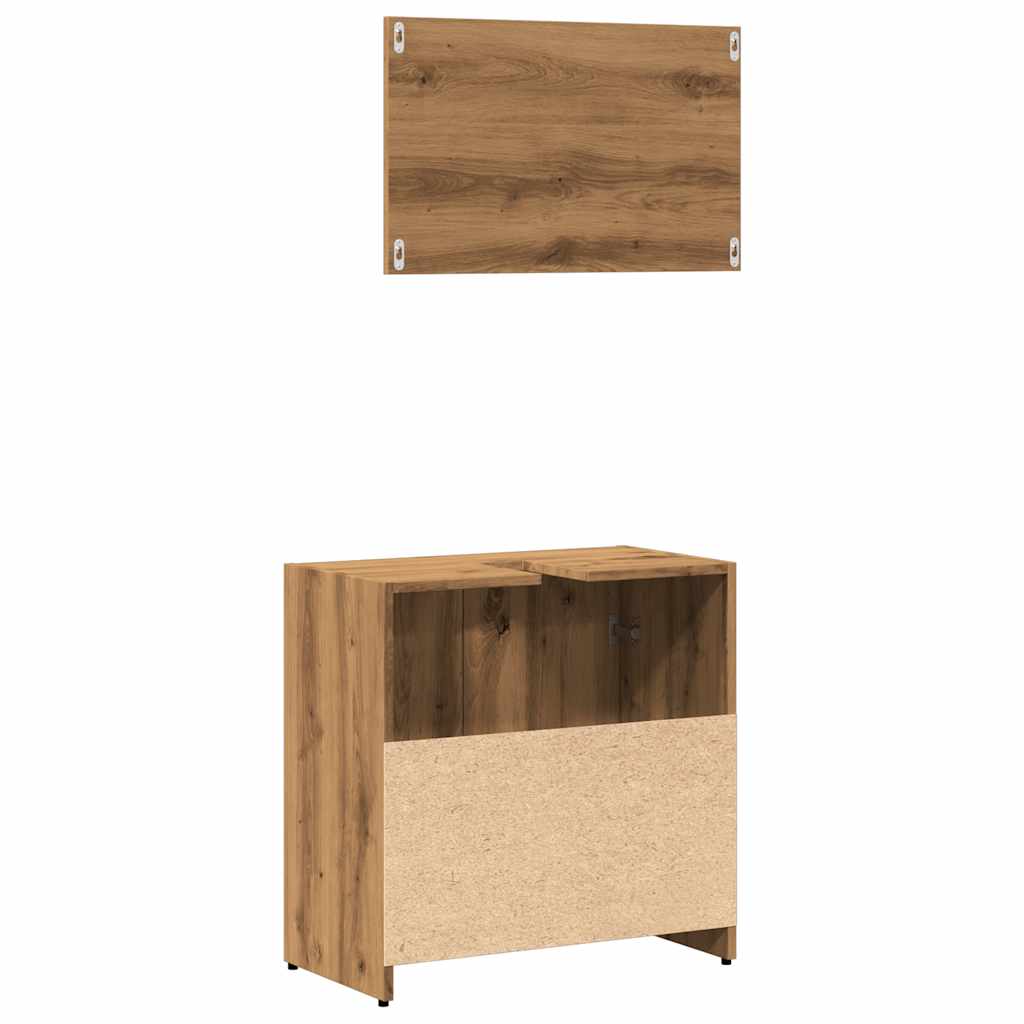 Badkamerkast met spiegel bewerkt hout artisanaal eikenkleurig is nu te koop bij PeponiXL, paradijselijk wonen!