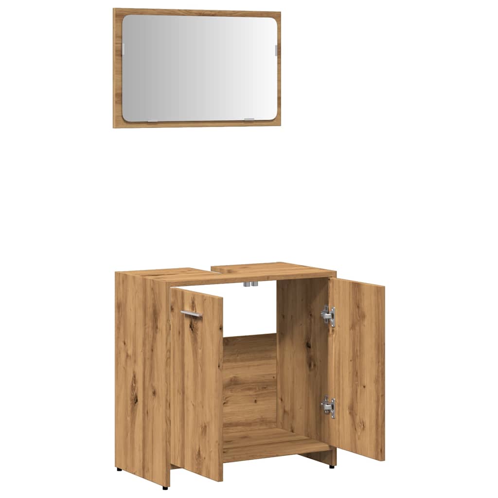 Badkamerkast met spiegel bewerkt hout artisanaal eikenkleurig is nu te koop bij PeponiXL, paradijselijk wonen!