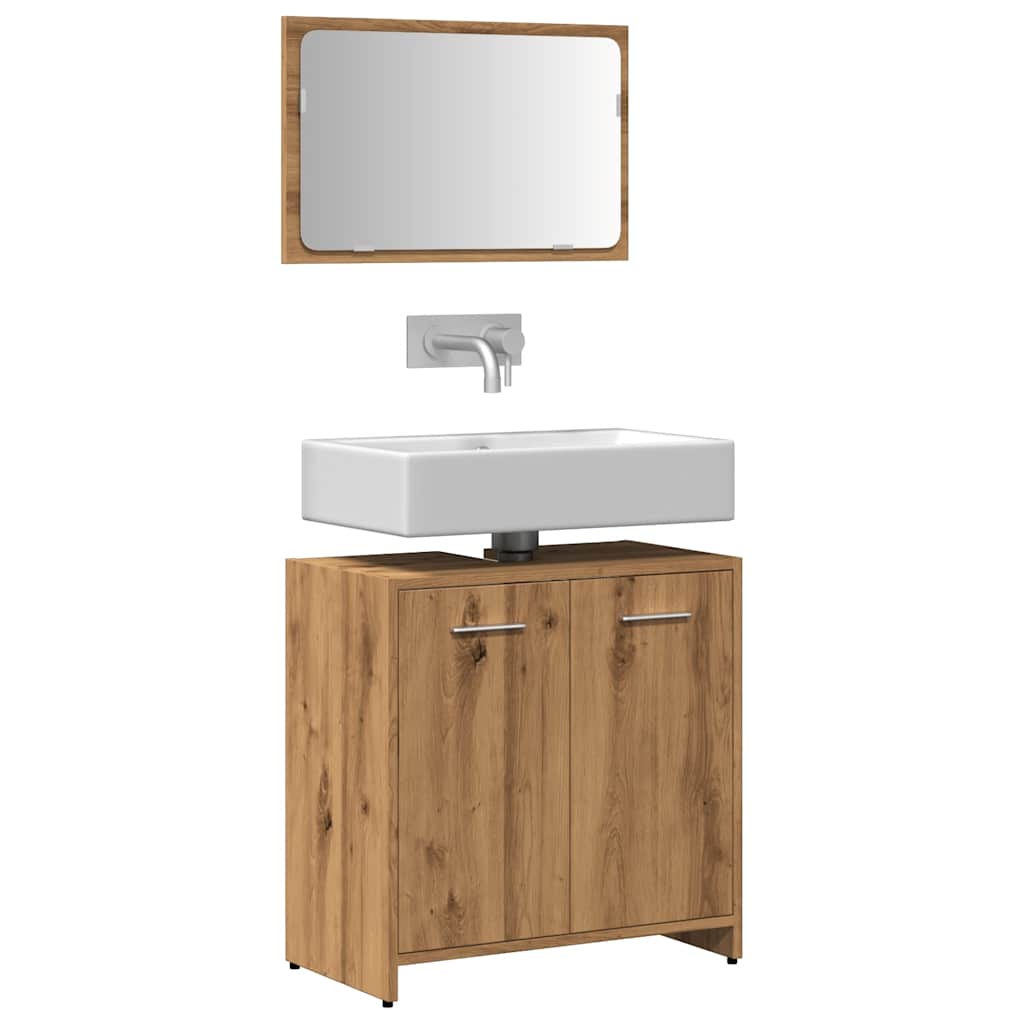 Badkamerkast met spiegel bewerkt hout artisanaal eikenkleurig is nu te koop bij PeponiXL, paradijselijk wonen!