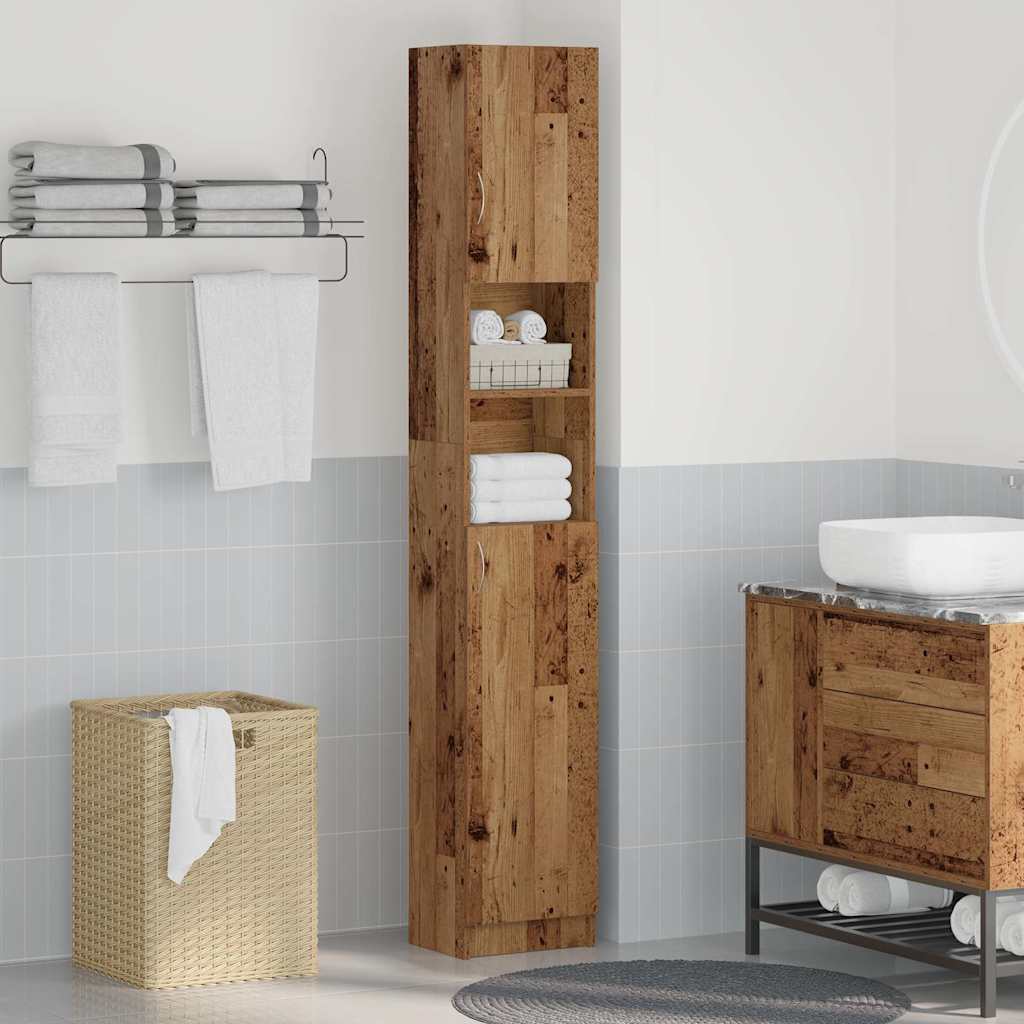 Badkamerkast 32x25,5x190 cm bewerkt hout oud houtkleurig is nu te koop bij PeponiXL, paradijselijk wonen!
