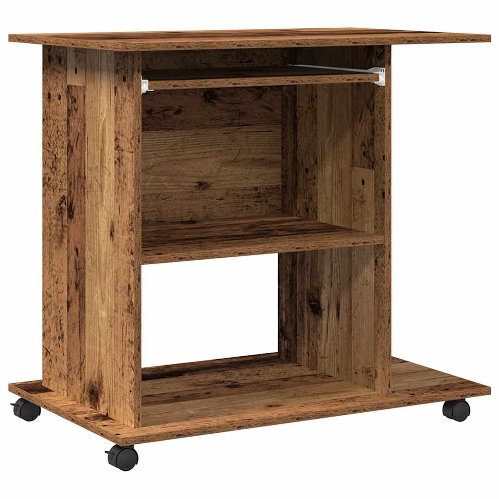 Computerbureau 80x50x75 cm bewerkt hout oud houtkleurig is nu te koop bij PeponiXL, paradijselijk wonen!