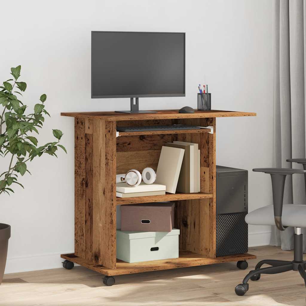 Computerbureau 80x50x75 cm bewerkt hout oud houtkleurig is nu te koop bij PeponiXL, paradijselijk wonen!